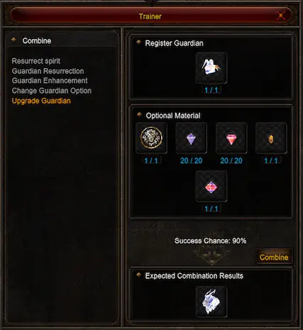 Upgrade Guardian Option - Trainer