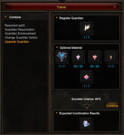 Upgrade Guardian Option - Trainer