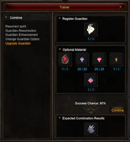 Upgrade Guardian Option - Trainer