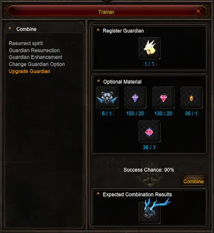 Upgrade Guardian Option - Trainer